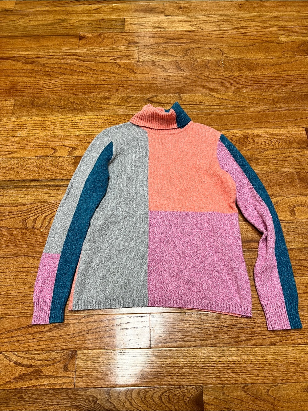 Sundance Colorblock turtle Neck Sweater - Pink, Gray & Teal